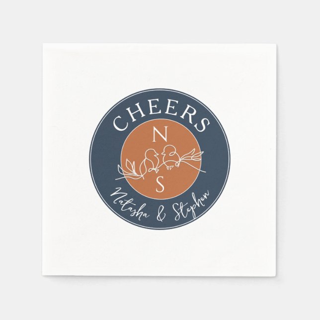 Minimalistisk marinblå bröllop pappersservett (Framsidan)