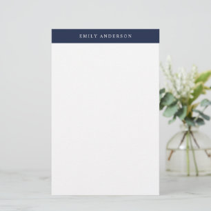 Minimalistisk marinblå elegant monogram brevpapper