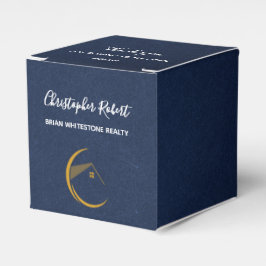 Minimalistisk marinblå fastighet presentaskar