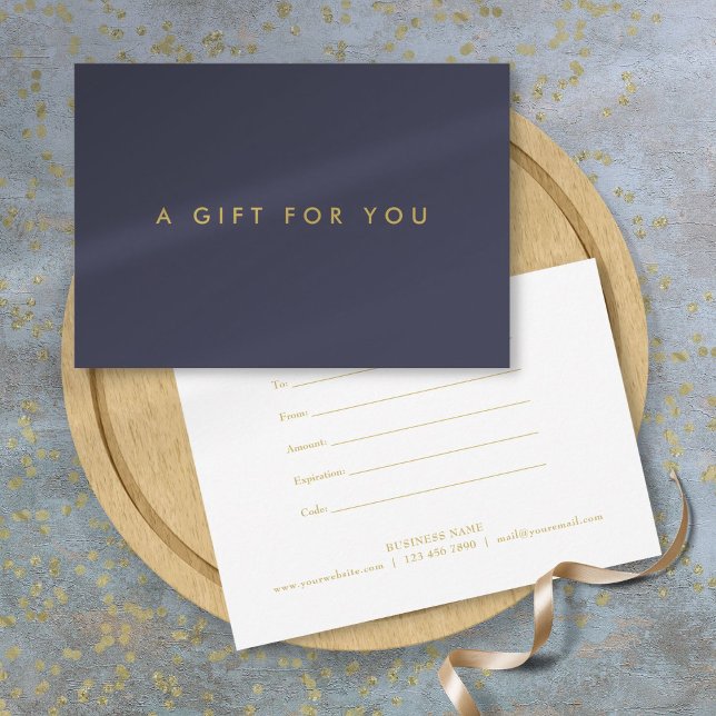 Minimalistisk marinblå företagscertifikat (Minimalist Navy Blue Business Gift Certificate)