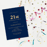 Minimalistisk marinblå Guld 21:a födelsedag Inbjudningar<br><div class="desc">Minimalistisk marinblå Guld 21:a födelsedag. 100 % anpassade. Anpassa färgen och ändra teckensnitt och bakgrund enkelt om du vill genom att redigera ytterligare alternativ.</div>