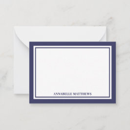 Minimalistisk marinblå monogram med två ramar anteckningskort