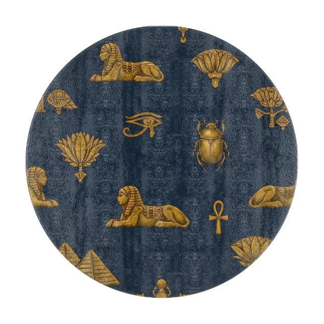 Minimalistisk marinblå och antika guld egyptiskt m (Framsidan)