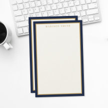Minimalistisk marinblå och guldmonogram