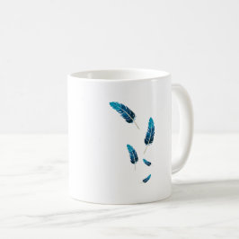 Minimalistisk marinblå och turkos fallande fjädrar kaffemugg