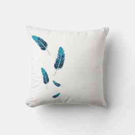 Minimalistisk marinblå och turkos fallande fjädrar kudde
