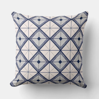 Minimalistisk marinblå och vit geometrisk diamant kudde