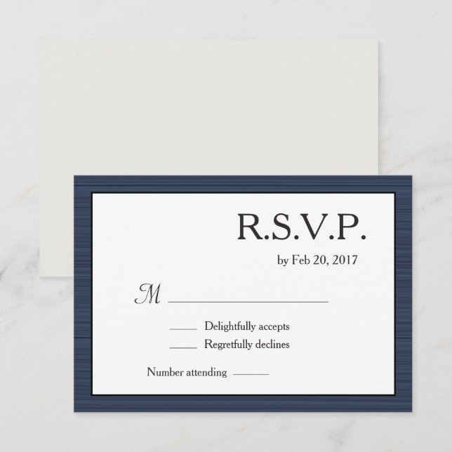 Minimalistisk Marinblå Vit Grå Ränder RSVP Inbjudningar (Fram/baksida)