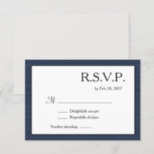 Minimalistisk Marinblå Vit Grå Ränder RSVP
