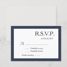 Minimalistisk Marinblå Vit Grå Ränder RSVP Inbjudningar