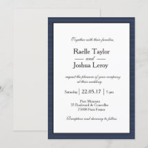 Minimalistisk marinblå vit Grått Rand Bröllop