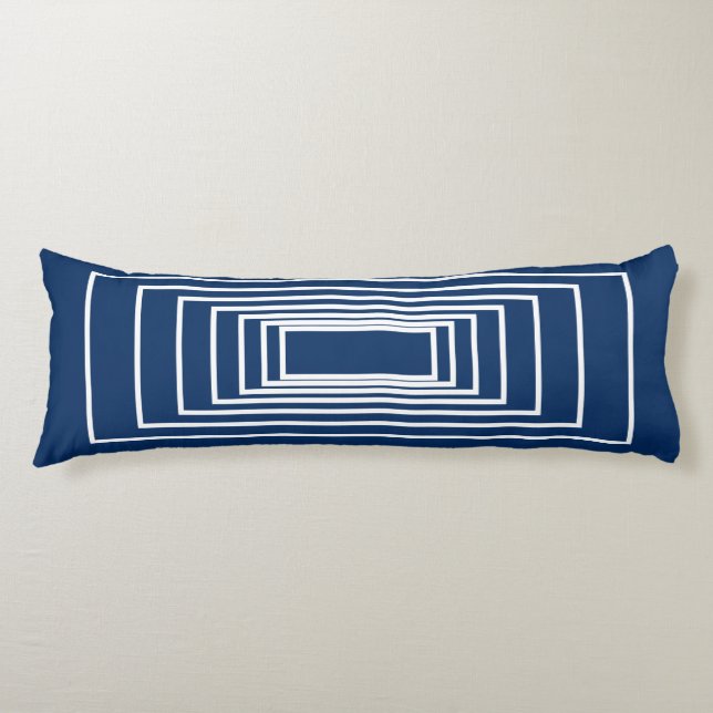 Minimalistisk marinblåvit rand mönster kroppskudde (Framsidan)