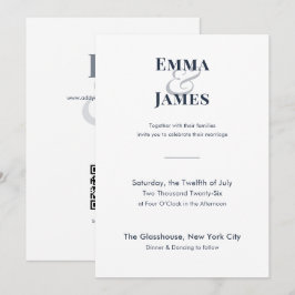 Minimalistisk Marinbröllopsinbjudan | QR-kod Inbjudningar