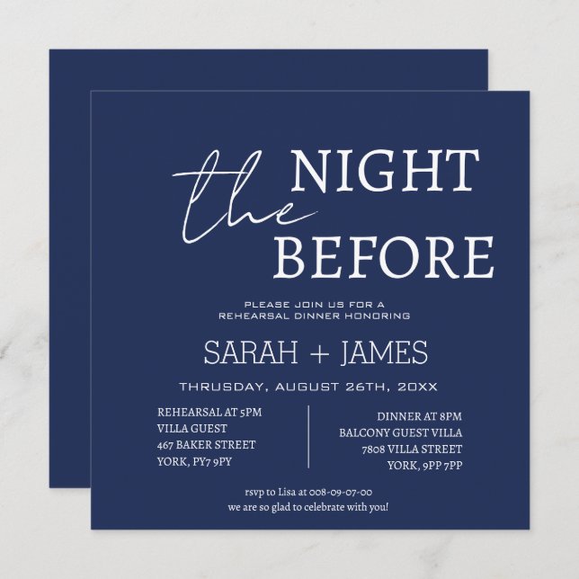 Minimalistisk marindagsövning på Bröllop-torget Inbjudningar (Fram/baksida)