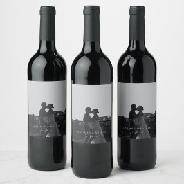 Minimalistisk märkning av foto Bröllop Vin Flaska Vinflaska Etikett