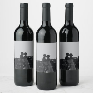 Minimalistisk märkning av foto Bröllop Vin Flaska Vinflaska Etikett