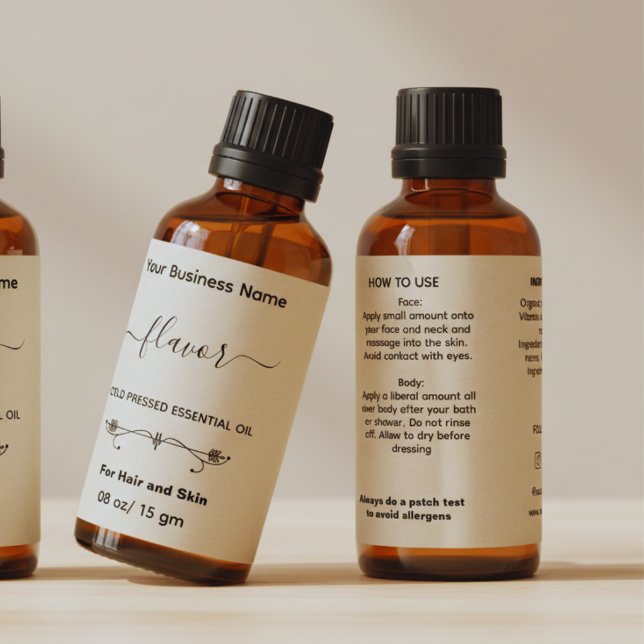 Minimalistisk märkning av Kraft Essential Oil Flas Fraktsedel (Skapare uppladdad)