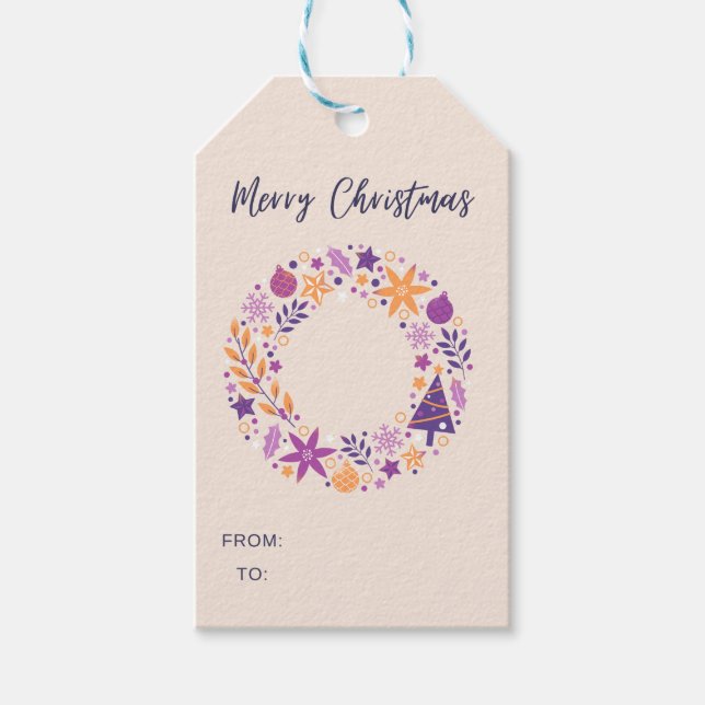 Minimalistisk märkre av julklapp presentetikett (Framsidan)