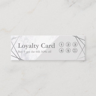 Minimalistisk marmor-Grått-lojalitet med Silver Mini Visitkort