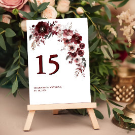 Minimalistisk Maroon Burgundy Bröllop Bordsnummer