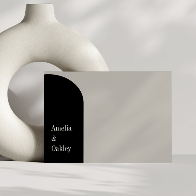 Minimalistisk marsch Black Elegant Arch Modern Brö Tack Kort (Skapare uppladdad)
