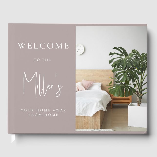 Minimalistisk Martini Brown Airbnb Vacation Rental Gästböcker (Framsida)