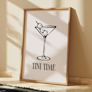 Minimalistisk Martini "Tini Time" Cocktail Kök Poster