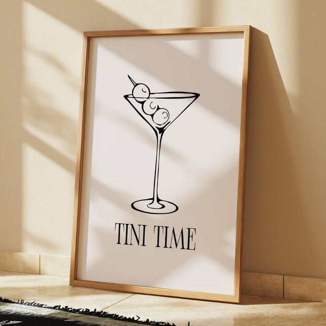 Minimalistisk Martini "Tini Time" Cocktail Kök Poster (Skapare uppladdad)