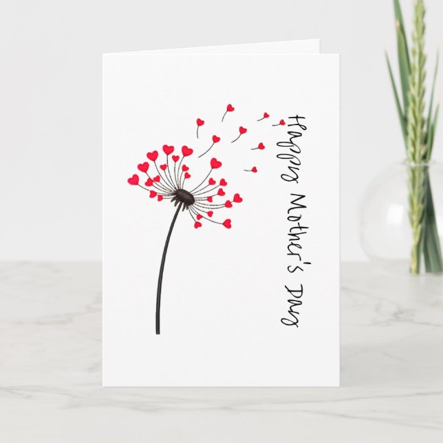 Minimalistisk Maskros Hjärtans Dag Mammas Dag Kort (Framsida)