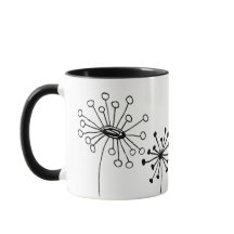 Minimalistisk Maskros Mugg - Söt Botanisk Linje Ko
