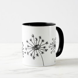 Minimalistisk Maskros Mugg - Söt Botanisk Linje Ko