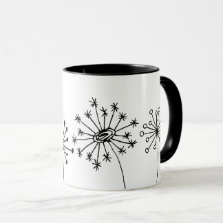 Minimalistisk Maskros Mugg - Söt Botanisk Linje Ko