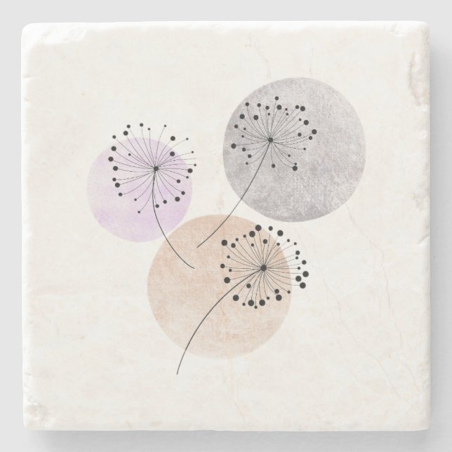 Minimalistisk Maskros Önskar Boho Neutralt Varmt Stenunderlägg (Framsidan)
