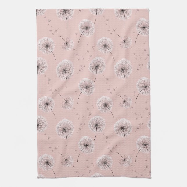 Minimalistisk maskrosfrösmönster Rosa (1) Kökshandduk (Vertikal)