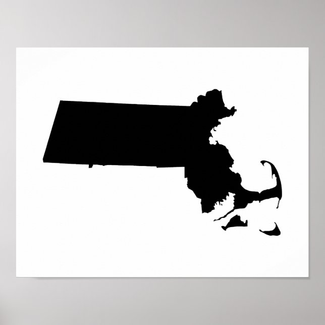 Minimalistisk Massachusetts i svart Poster (Framsidan)