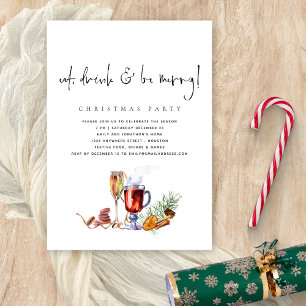 Minimalistisk matdryck är God jul Party Inbjudningar