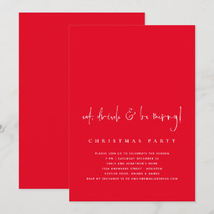 Minimalistisk matdryck: God jul Party Red Inbjudningar