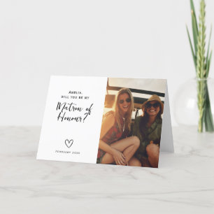 Minimalistisk Matron of Honor-frågekort Tack Kort
