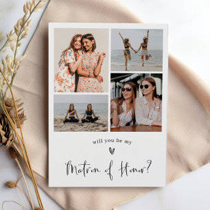Minimalistisk Matron of Honor Frieri Photo Collage Inbjudningar