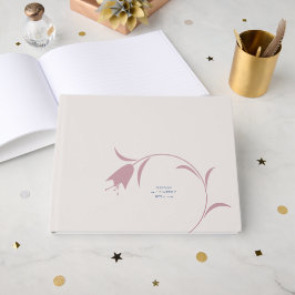 Minimalistisk Mauve & Damblå Blommig Bröllop Gästböcker