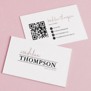 Minimalistisk Mauve Typography-skript QR-kod Visitkort