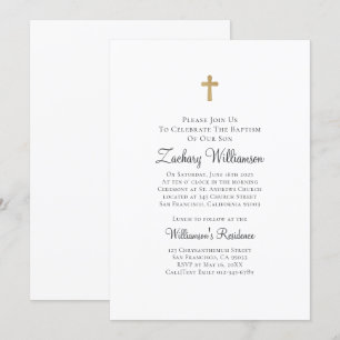 Minimalistisk med Faux Guld Kor Baptismal Inbjudningar
