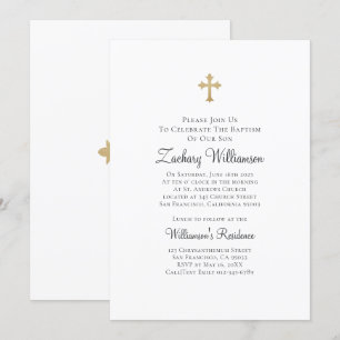 Minimalistisk med Faux Guld Kor Baptismal Inbjudningar