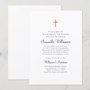 Minimalistisk med Faux Guld Kor Baptismal Inbjudningar