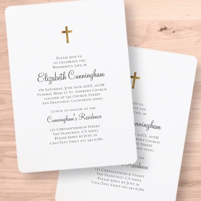 Minimalistisk med Faux Guld Kor minnesbegravning Inbjudningar (Skapare uppladdad)