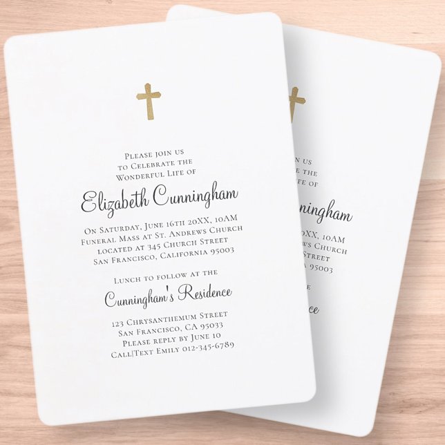 Minimalistisk med Faux Guld Kor minnesbegravning Inbjudningar (Skapare uppladdad)