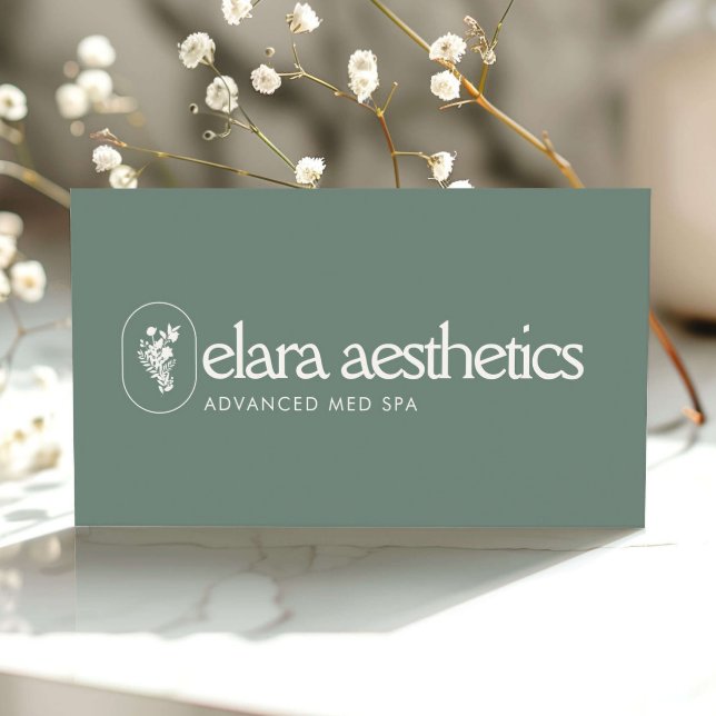 Minimalistisk Med Spa-logotyp Lyxig hudvård Sälggr Visitkort (Skapare uppladdad)