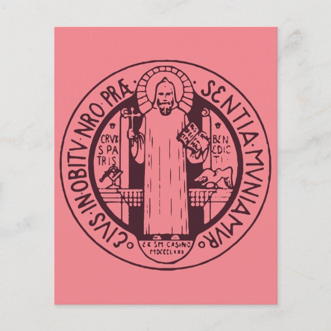 Minimalistisk medalj symbol konst Sankt Benedikt Flygblad (Framsidan)