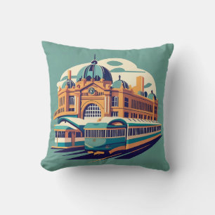 Minimalistisk Melbourne Australien-målning souveni Kudde