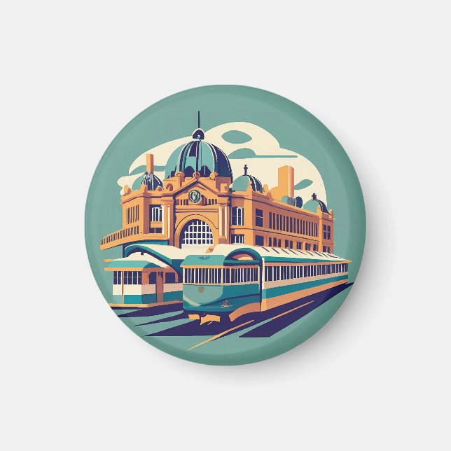 Minimalistisk Melbourne Australien-målning souveni Magnet (Framsidan)